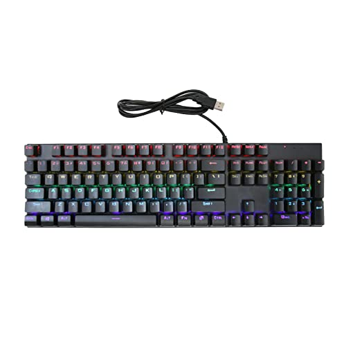 Kabelgebundene Mechanische Tastatur, 104 Tasten, Mechanische Gaming-Tastatur mit Blauem Schalter, RGB-Hintergrundbeleuchtung, für PC-Laptop von Plyisty