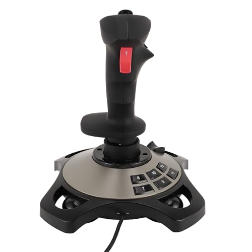 Plyisty PC-Flug-Joystick, Flugsimulator-Steuerung, mit Vibrationsfunktion und Drosselklappensteuerung, Kabelgebundener Flight-Stick Nur für PC, für Wins 7 8 10 11 von Plyisty