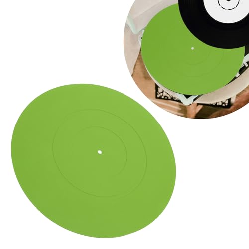 Plattenspieler-Plattenmatte, Schwarz, Gummi-Plattenspieler-LP-Slipmat, 12-Zoll-Universal-LP-Matte für Plattenspieler, Reduziert Geräusche, Bessere Bassqualität (Green) von Plyisty