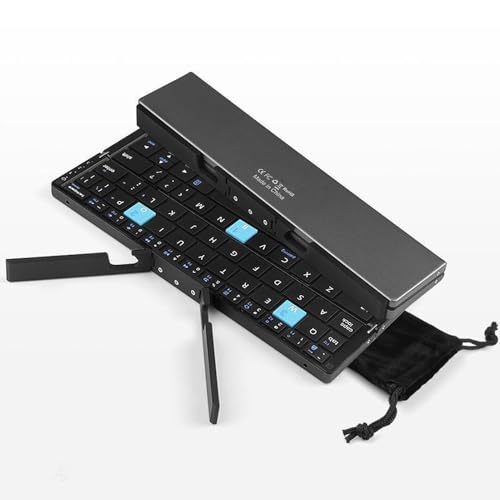 Plyisty Faltbare Bluetooth-Tastatur, Faltbare Kabellose Tragbare Tastatur, Mehrere Geräte, Taschenformat, Kompakte Reisetastatur für Tablet, Smartphone, Laptop, PC (Schwarzgrau) von Plyisty