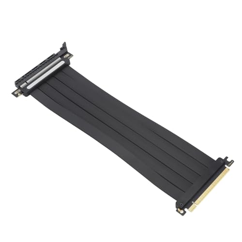 Plyisty PCIe 4.0 X16 GPU-Riser-Kabel, Hochgeschwindigkeits-Erweiterungsport-Adapter, EMI-Abschirmung, 180-Grad-Stecker, Geeignet für die Meisten Situationen (300 mm) von Plyisty