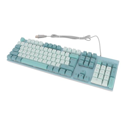 Plyisty USB-Gaming-Tastatur mit Kabel, Große Tastatur in Voller Größe, Spritzwassergeschütztes Design, mit Hintergrundbeleuchtung, für Desktop, Computer, PC (Himmelbläuliches Weiß) von Plyisty