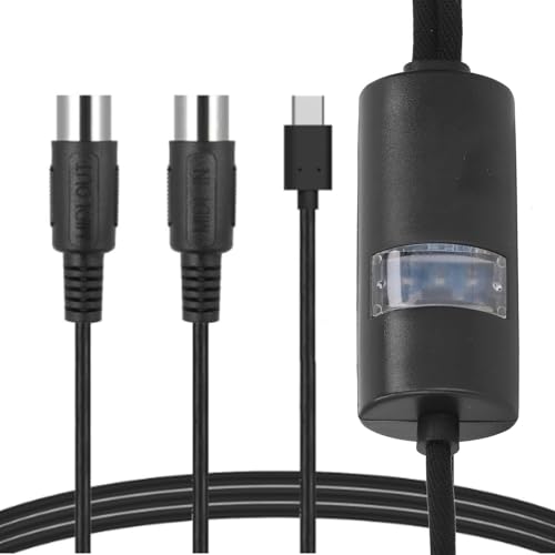 Typ-C-MIDI-Kabel, 5-poliger Typ-C-auf-MIDI-Schnittstellen-MIDI-Kabeladapter, MIDI-Schnittstelleneingang auf USB-Kabeladapter für Musiktastatur, Klavier und PC-Laptop – 1,5 M von Plyisty