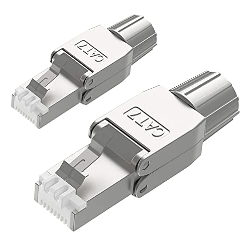 Pmandgk 2 StüCk für RJ45 CAT7 Stecker Verbinder Werkzeug Freier Geschirmter Werkzeugloser Modularer Netzwerk Stecker für Installation Kabel von Pmandgk