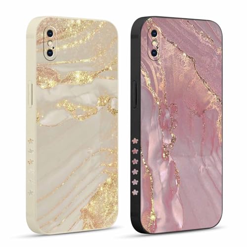 Pnakqil 2 Stück Handyhülle für iPhone X/iPhone XS 5,8" Hülle, Marmor Glitzer Muster Coole Aesthetic Case Silikon Weiche für Mädchen Modische TPU Dünn Stoßfeste Kameratasche Tasche Schutzhülle von Pnakqil