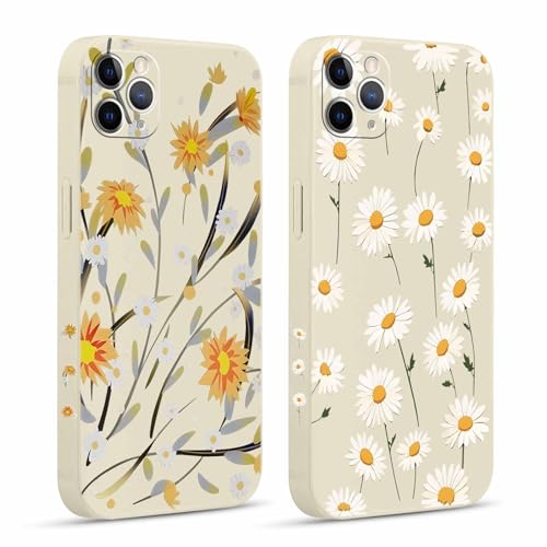 Pnakqil 2 stück Handyhülle für Apple iPhone 11 Pro MAX 6,5", Chrysantheme Blumen Hülle lustiges Funny Hülle Muster Aesthetic Design Schutzhülle Silikon Slim Stoßfest Kratzfest Case, 13 von Pnakqil