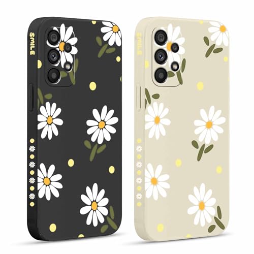 Pnakqil 2 stück Handyhülle für Samsung Galaxy A53 5G 6,5", Blumen Hülle Gänseblümchen Chrysantheme Bemaltes Muster süß Aesthetic Silikon Schutzhülle Tasche Schön Mädchen Kameraschutz Case von Pnakqil