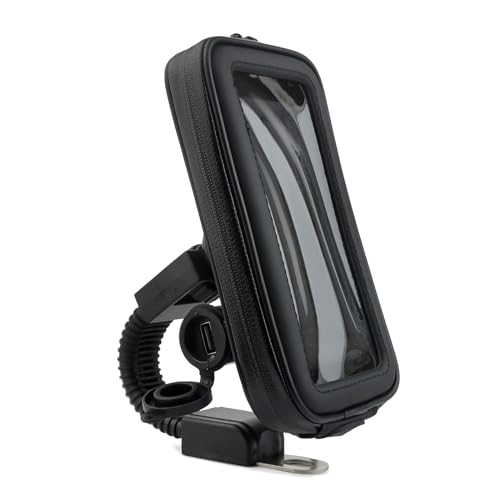 Pnuokn 360 Grad drehbarer Handy-Ständer mit USB-Anschluss, Motorrad-Lenker, Handyhalterung, Roller-Halterung, Motorrad, Handy-Tasche von Pnuokn