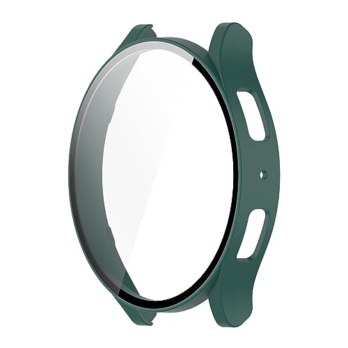 Smartwatch-Gehäuse aus gehärtetem Glas, harte PC-Abdeckung, geeignet für GalaxyWatch 6, stoßfeste, schützende Hülle, Displayschutzfolie, niedliche Halterung, gehärtetes Glas, staubdicht, weich, voll von Pnuokn