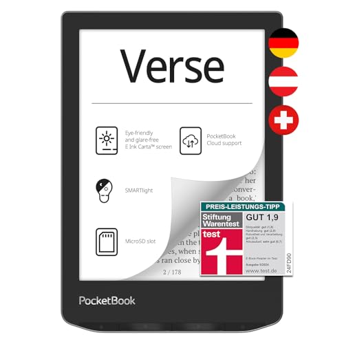 PocketBook e-Book Reader 'Verse' (deutsche Version) 8 GB Speicher (erweiterbar) 15,2 cm (6 Zoll) E-Ink Carta Display - Mist Grey von PocketBook