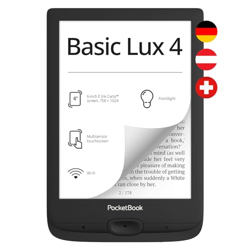 Pocketbook Basic Lux 4 Black 8 GB eBook-Reader 6" Dach-Version eINK Touch Wi-Fi von PocketBook