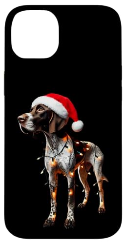 Hülle für iPhone 14 Plus Pointer Weihnachtsmannmütze, Weihnachtsbeleuchtung, Hundebesitzer, Mutter, Vater, Liebhaber von Pointer Christmas Products