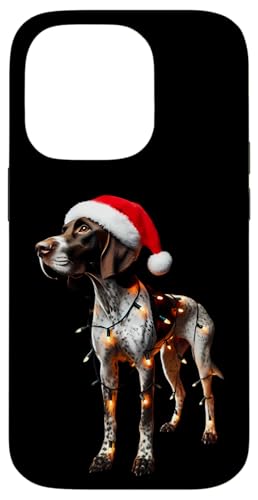 Hülle für iPhone 14 Pro Pointer Weihnachtsmannmütze, Weihnachtsbeleuchtung, Hundebesitzer, Mutter, Vater, Liebhaber von Pointer Christmas Products