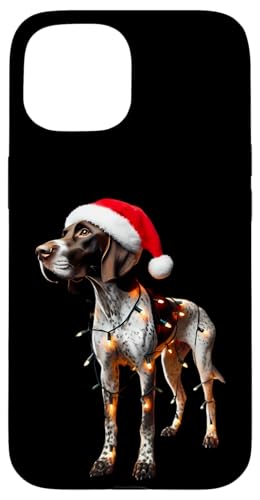 Hülle für iPhone 15 Pointer Weihnachtsmannmütze, Weihnachtsbeleuchtung, Hundebesitzer, Mutter, Vater, Liebhaber von Pointer Christmas Products