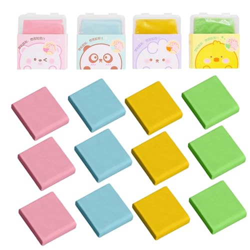 12 Stück Knetradiergummis Art Eraser, 4 x 3,5 cm Bunt Radiergummis, Professionell Radiergummis zum Skizzieren, Weich Knetbar Radiergummis, Radiergummi Dust-Free für Künstler Kinder Schüler von PokeAir