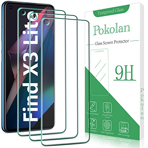 Pokolan 3 Stück Schutzfolie für Oppo Find X3 Lite, Frei von Kratzern, 9H Härte, HD Displayschutzfolie, 0.33mm Ultra-klar, Blasenfrei, Ultrabeständig von Pokolan