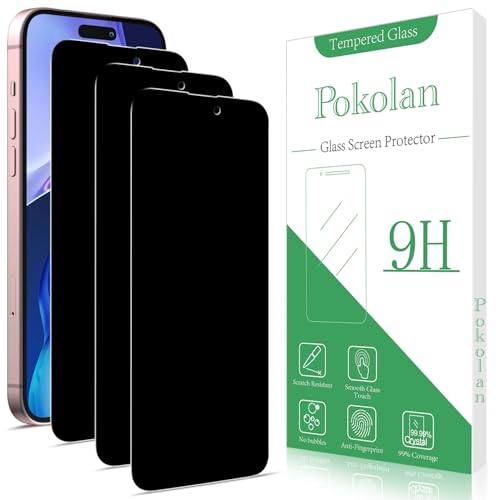 Pokolan 3 Stück Sichtschutz für iPhone 16 Plus Schutzfolie, Anti-Spy, Glas Displayschutzfolie, Frei von Kratzern, 9H Härte, Blasenfrei, Ultrabeständig von Pokolan