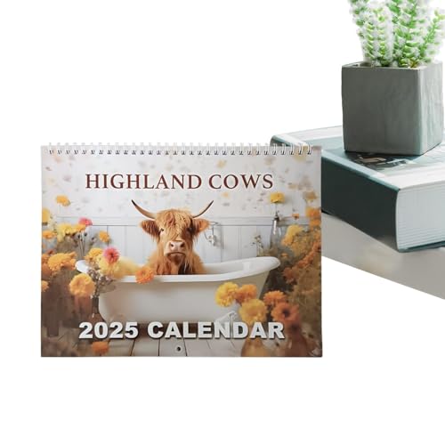 2025 Calendar | Wall Calendar 2025 | Highland Cows Calendar | Animals Theme Calendar | Hangable Highland Cows Farm Calendar | Cows In Bathtubs Calendar For Home & Offices von Pokronc