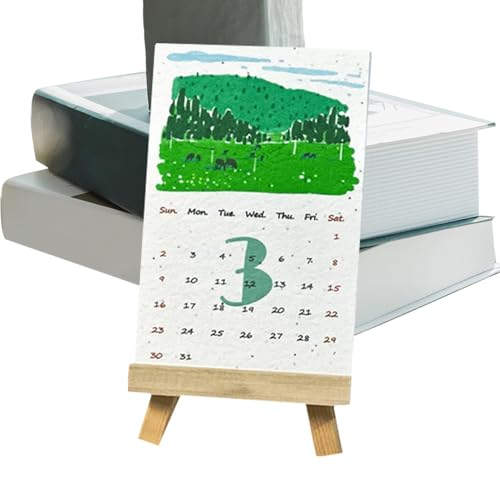 Aquarell-Monatskalender, Schreibtisch-Organisationskalender, Botanischer Blumenkalender, Schlafsaal-Kalender, Monatsplanungskalender, eleganter Schreibtischkalender mit Ständer für Arbeitszimmer und von Pokronc