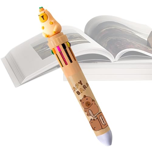 Capybara Mehrfarbiger Stift | Einziehbarer Tintenroller Für Studenten | 10-in-1-Tintenroller | Capybara-Briefpapier | Mehrfarbiger Tintenstift | 16 X 1,8 Cm Für Schule, Zuhause, Arbeit Oder Geschäft von Pokronc