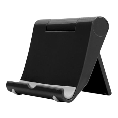 Handyhalterung, Desktop-Handy-Ständer und Tablet-Ständer, Halterung mit verstellbarem Winkel, faltbare Handy-Dock-Cradle, Handy-Ständer, rutschfeste Gummi-Polsterung, schwarz, weiß, für Schreibtisch, von Pokronc