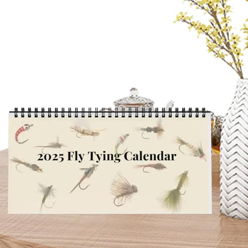 Tischkalender 2025, Schreibtisch-Monatskalender Mit Forellenthema, Neujahrsplaner Für Angler, Fliegenbindekalender 2025, Inspirierender Planer, 25 X 12,5 Cm Für Angelanfänger, Enthusiasten, Männer Und von Pokronc