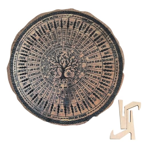 Wheel Of The Year Calendar | Wiccan Wheel Of The Year | Astrology Year Wheel | Pagan Year Ring Calendar | Round Wooden Sign With Stand | Wheel Of The Year Symbol For Home Decoration von Pokronc