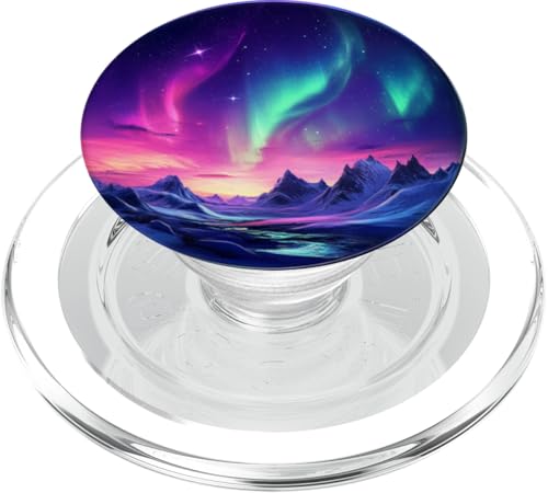 Polarlichter mit Landschaft und Meer, Nordische Natur PopSockets PopGrip für MagSafe von Polarlichter Design