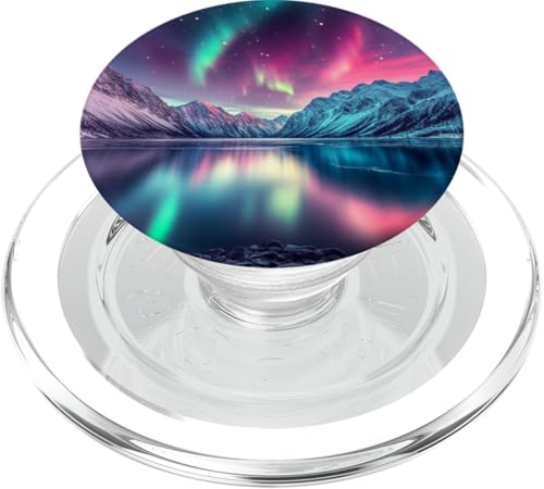 Polarlichter mit Landschaft und Meer, Nordische Natur PopSockets PopGrip für MagSafe von Polarlichter Design