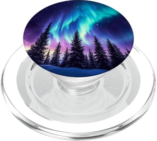 Polarlichter mit Landschaft und Meer, Nordische Natur PopSockets PopGrip für MagSafe von Polarlichter Design