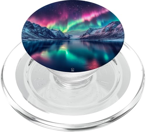 Polarlichter mit Landschaft und Meer, Nordische Natur PopSockets PopGrip für MagSafe von Polarlichter Design