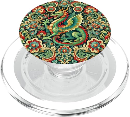 Drache Polnische Volkskunst Muster Wycinanki Wawel PopSockets PopGrip für MagSafe von Polish Folk Florals