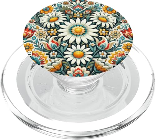 Gänseblümchen mit polnischen Volkskunst-Tulpen und Rosen PopSockets PopGrip für MagSafe von Polish Folk Florals