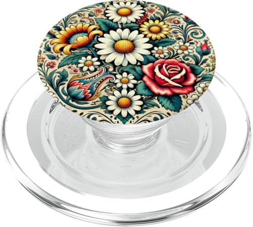 Gänseblümchen und Rosen mit polnischer Volkskunst, Blumen, Gänseblümchen Tag PopSockets PopGrip für MagSafe von Polish Folk Florals