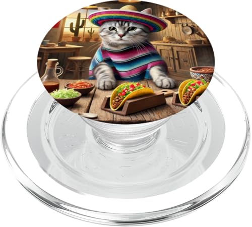 Gatos Mexikanische Taco Rebozos Mexikanische Flagge Keramik PopSockets PopGrip für MagSafe von Polish Folk Florals