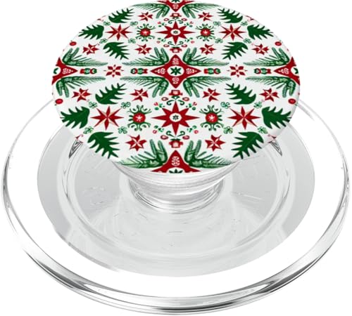 Polnische Volkskunst Weihnachtsmuster Festliche Sterne & Kiefern PopSockets PopGrip für MagSafe von Polish Folk Florals