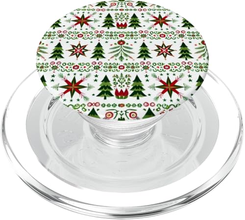 Polnische Weihnachten Volkskunst Muster Sterne Kiefern & Blumen PopSockets PopGrip für MagSafe von Polish Folk Florals