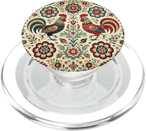 Vintage polnisches Huhn Volkskunst Muster Retro Blumenmuster PopSockets PopGrip für MagSafe von Polish Folk Florals