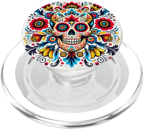 Zuckerschädel Blumen Volkskunst Dia de los Muertos PopSockets PopGrip für MagSafe von Polish Folk Florals