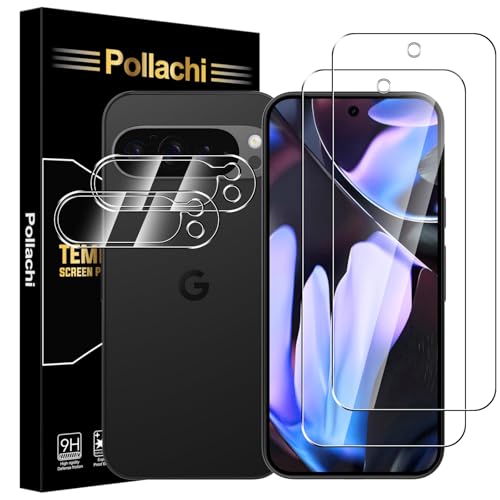 Pollachi [2+2 Stück Schutzfolie Und Kameraschutz Folie für Google Pixel 9 Pro XL Panzerglas Glasfolie,9H Härte,Anti Fingerabdruck,Schlagschutz Displayschutzfolien Panzer Schutz Glas von Pollachi