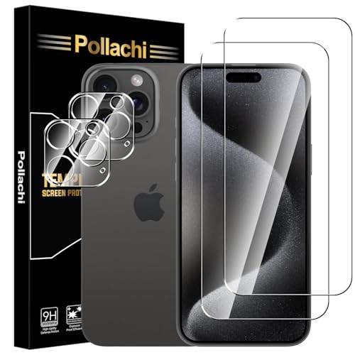 Pollachi [2+2 Stück Schutzfolie Und Kameraschutz Folie für iPhone 16 Pro Max Panzerglas Glasfolie,9H Härte,Anti Fingerabdruck,Schlagschutz Displayschutzfolien Panzer Schutz Glas von Pollachi