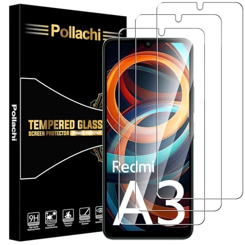 Pollachi 3 Stück Panzerglas Schutzfolie Kompatibel mit Xiaomi Redmi A3/A3X,Anti-Kratz,9H Härte,0.26mm Ultra-Klar,Displayschutzfolie mit mi Redmi A3/A3X von Pollachi