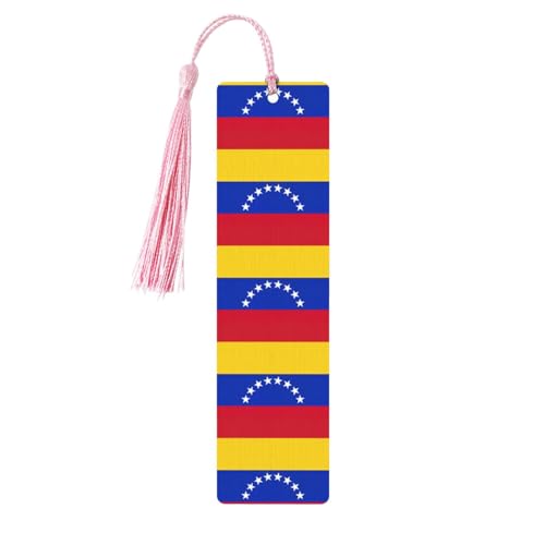 Flagge von Venezuela, Holz-Lesezeichen-Quasten, doppelseitiger Volldruck, einzigartiges Retro-Buchzubehör, 3 x 11,7 cm von PoltEdaro