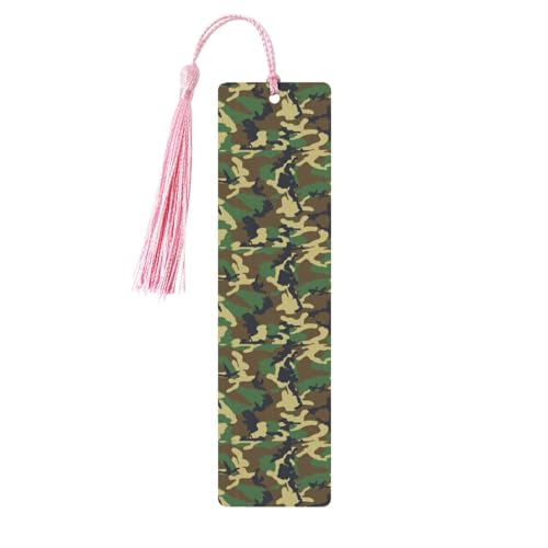 Lesezeichen aus Holz, Militär-Design, Camouflage-Druck, doppelseitig, vollständiger Druck, einzigartiges Retro-Buchzubehör, 3 x 11,7 cm, Grün von PoltEdaro