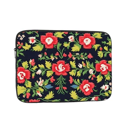 Ukrainische Stickerei Stil Rose Druck Laptop Hülle - Niedliche Stilvolle Wasserabweisende Schutzhülle Laptop Tasche für Männer Frauen von PoltEdaro