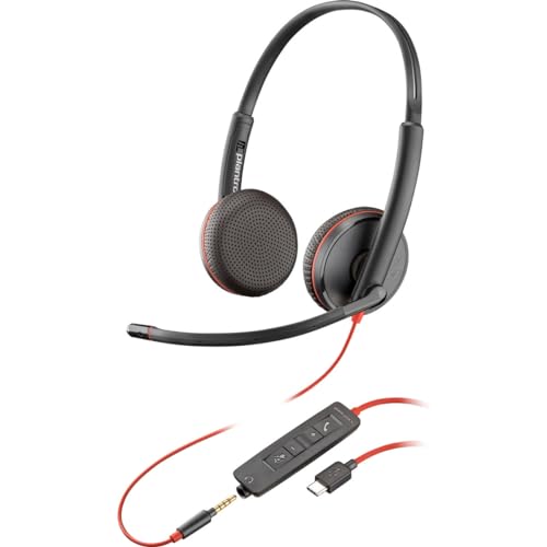 Poly Blackwire C3225 - Blackwire 3200 Series - Headset - On-Ear - kabelgebunden - aktive Rauschunterdrückung - 3,5 mm Stecker, USB-C - Schwarz - Skype-Zertifiziert, Avaya, Cisco Jabber von HEWLETT PACKARD