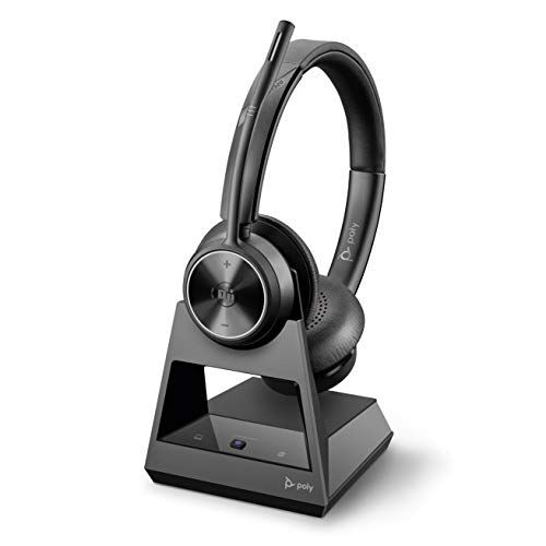 Poly Savi 7320-M ultra-sicheres kabelloses DECT™ Stereo-Headset System - Microsoft Teams zertifiziert, Schwarz von Poly