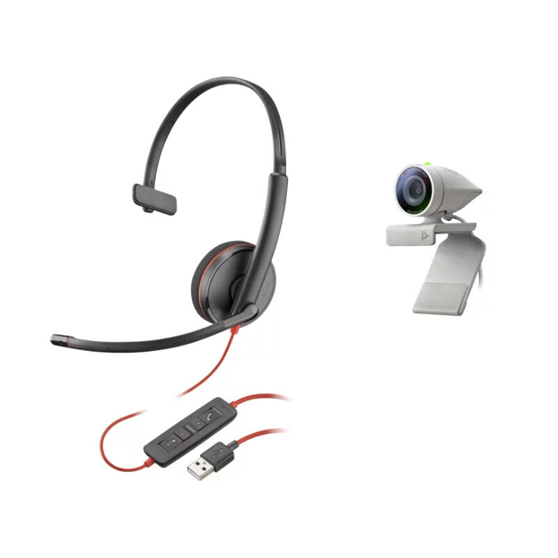 Poly Studio P5 Full HD Webcam Bundle , 4x Zoom, Privacy Shutter, inkl. Poly Blackwire C3210 Headset von Poly