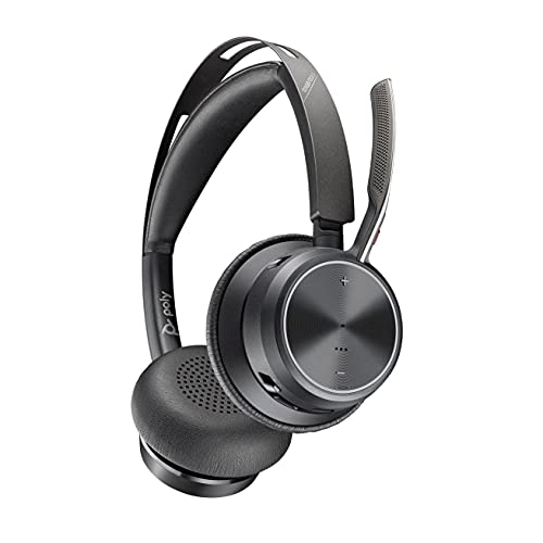 Poly - Voyager Focus 2 UC USB-C Headset (Plantronics) - Bluetooth Dual-Ear (Stereo) Headset with Boom Mic - USB-C PC/Mac Compatible - Active Noise Canceling - Works with Teams, Zoom & more von Poly