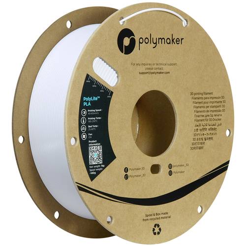 Polymaker PA02096 Filament PLA hohe Steifigkeit, hohe Zugfestigkeit 1.75mm 1000g Kaltweiß PolyLite� von Polymaker